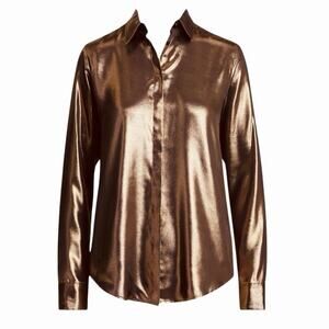 Anthropologie Metallic Copper Button-up Shirt - Medium, NWOT